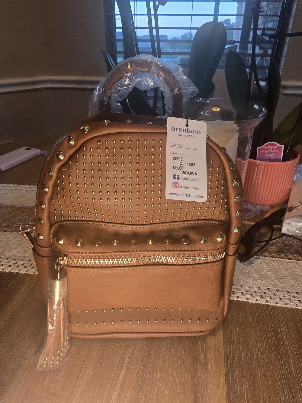 Brentano Brown Studded Mini Backpack - Chic Everyday Carry